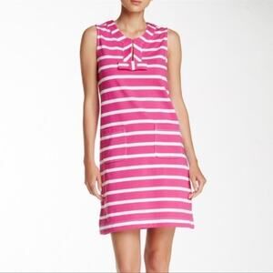 Kate Spade magenta pink white striped bow sleeveless summer dress sz small